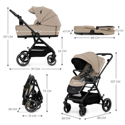 KINDERKRAFT SELECT - Kombinovana kolica 2u1 YOXI Sand beige