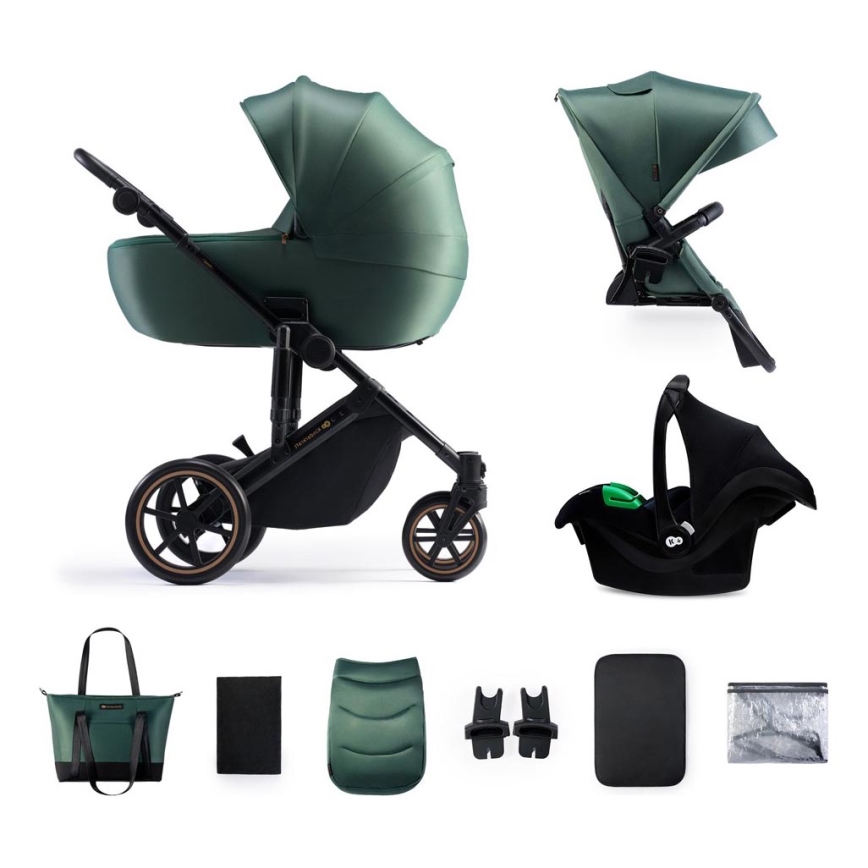 KINDERKRAFT SELECT - Kombinovana kolica 3u1 PRIME 2 Premium Dark green + auto sedište