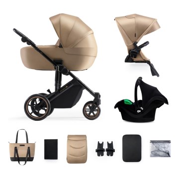 KINDERKRAFT SELECT - Kombinovana kolica 3u1 PRIME 2 Premium Sandrose beige + autosedište