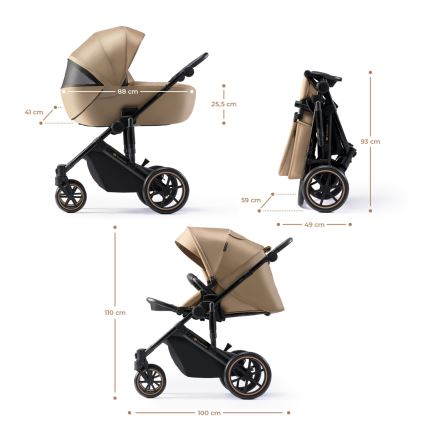 KINDERKRAFT SELECT - Kombinovana kolica 3u1 PRIME 2 Premium Sandrose beige + auto sedište