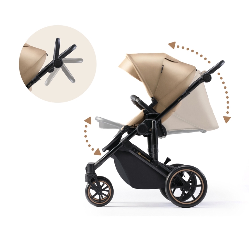 KINDERKRAFT SELECT - Kombinovana kolica 3u1 PRIME 2 Premium Sandrose beige + autosedište