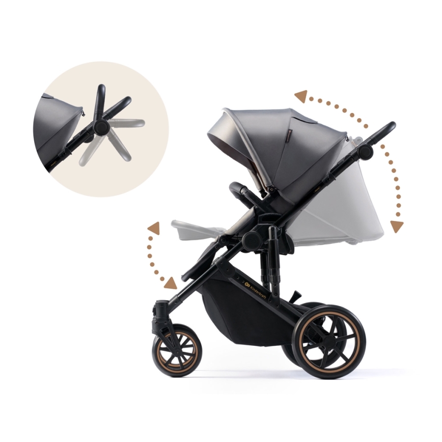 KINDERKRAFT SELECT - Kombinovana kolica 3u1 PRIME 2 Premium Shadow grey + auto sedište