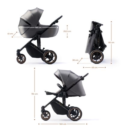 KINDERKRAFT SELECT - Kombinovana kolica 3u1 PRIME 2 Premium Shadow grey + auto sedište