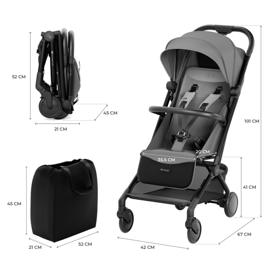 KINDERKRAFT SELECT - Sportska kolica PILOT 2 sivo