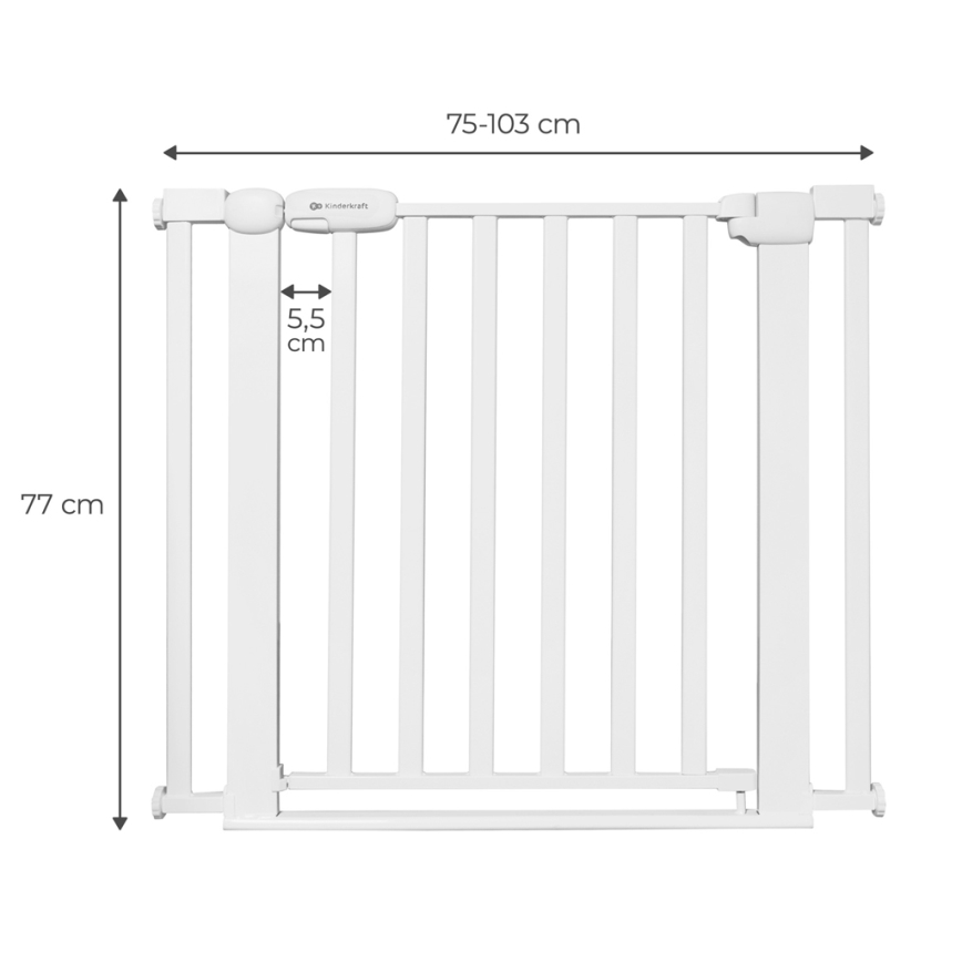 KINDERKRAFT - Sigurnosna pregrada LOCK&GO 75-103 cm bela