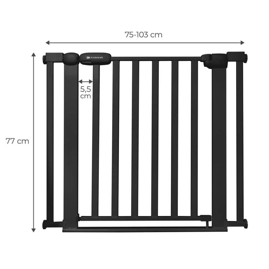 KINDERKRAFT - Sigurnosna pregrada LOCK&GO 75-103 cm crno