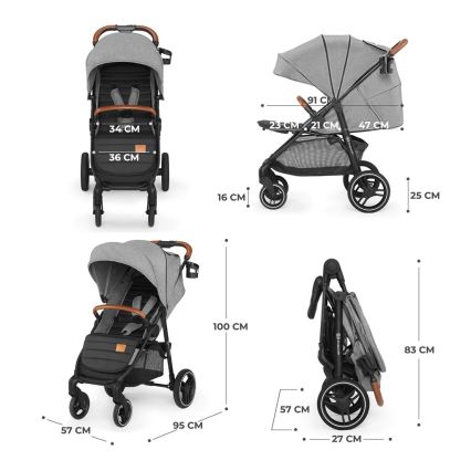 KINDERKRAFT - Sportska kolica GRANDE PLUS siva