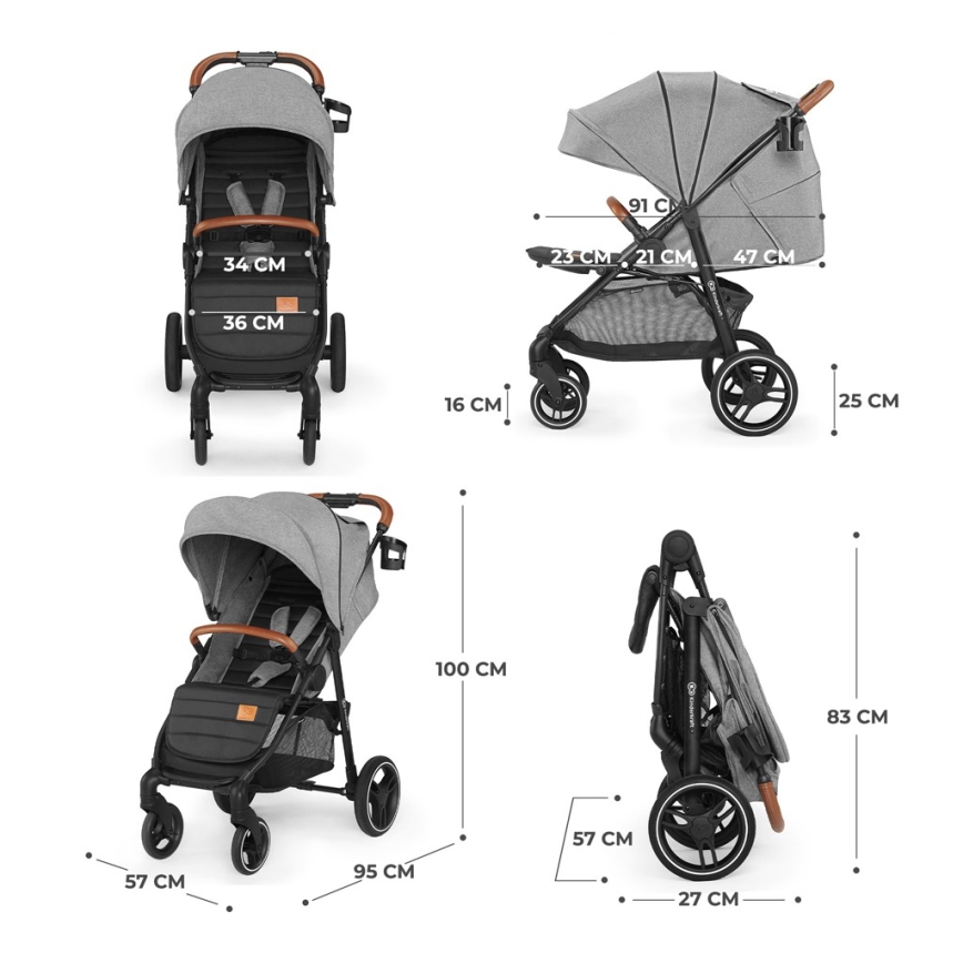 KINDERKRAFT - Sportska kolica GRANDE PLUS siva