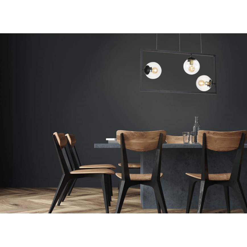Luster na sajli REY 3xE27/7W/230V crno