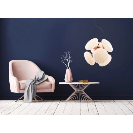 Luster na sajli STELLAR 6xG9/4W/230V roze zlatno