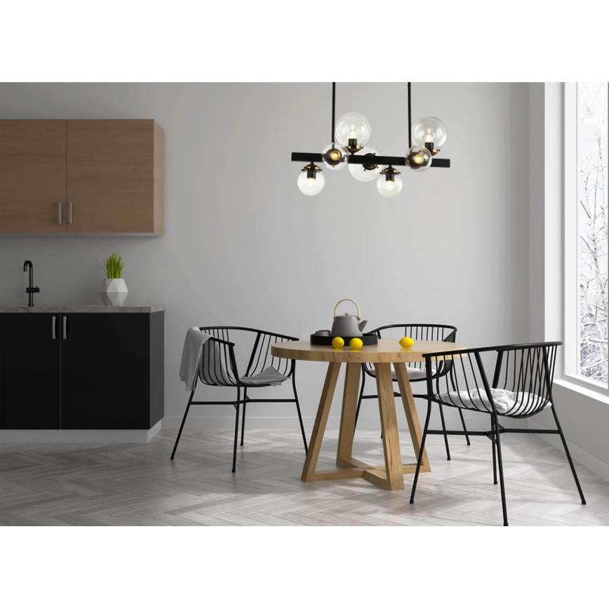 Viseći luster HYPERION 7xE27/7W/230V crno/prozirna