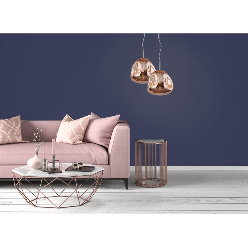 Luster na sajli VITRO 1xE27/10W/230V pr. 35 cm roze zlatno