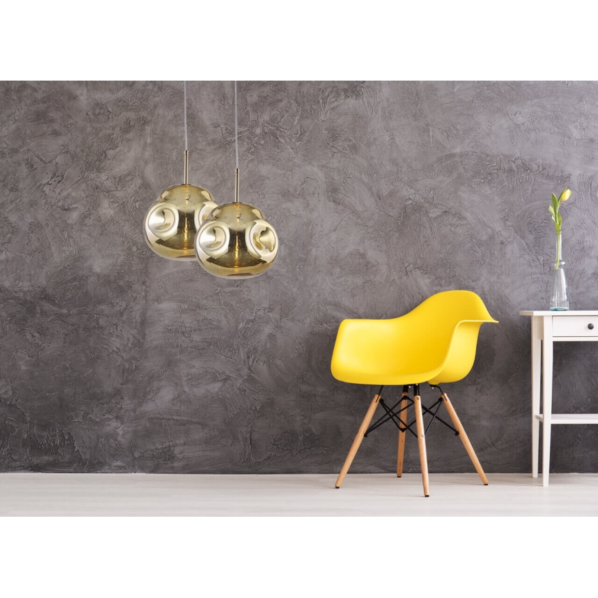 Luster na sajli VITRO 1xE27/10W/230V prečnik 35 cm zlatni
