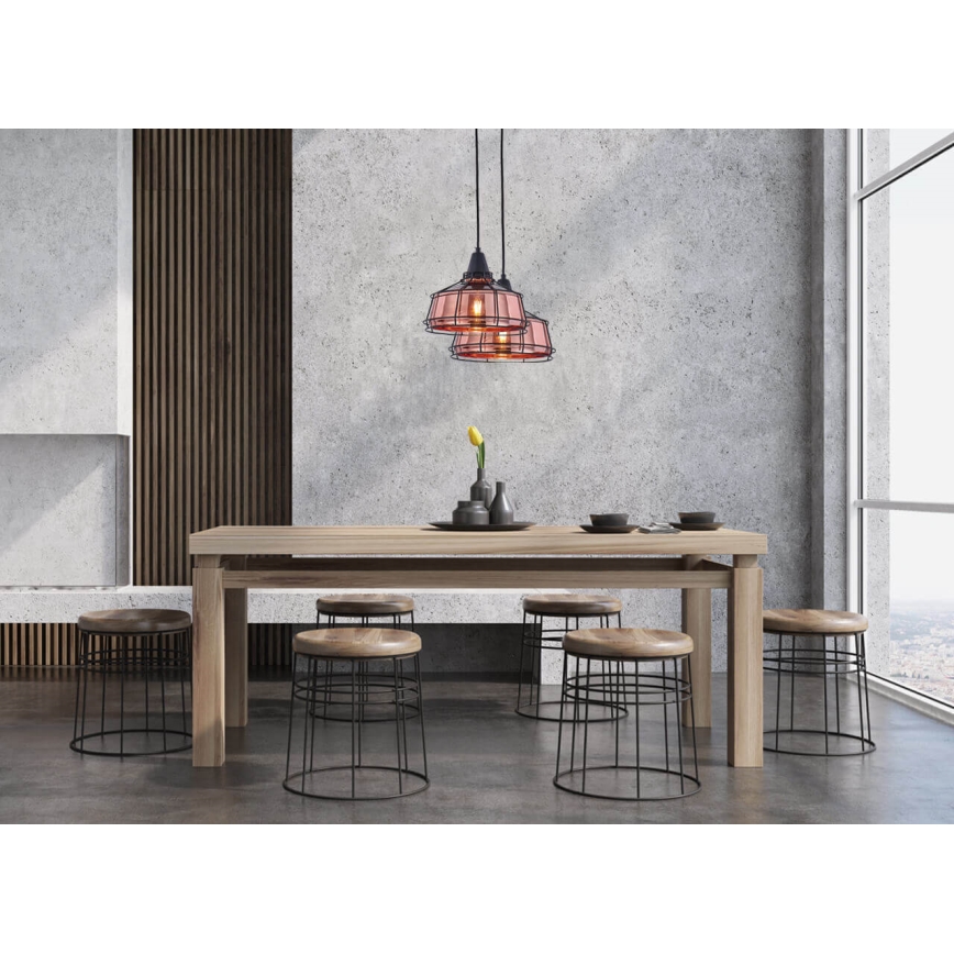 Luster na sajli FACTORY 1xE27/11W/230V roze zlatno/crno