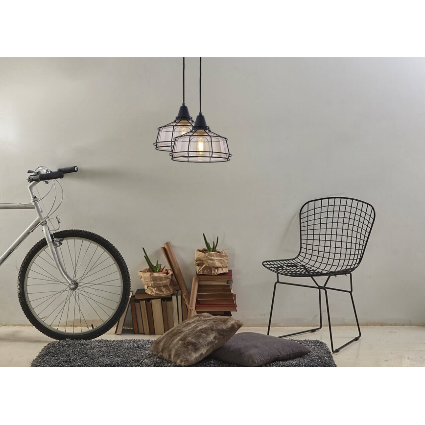 Luster na sajli FACTORY 1xE27/11W/230V bež/crno