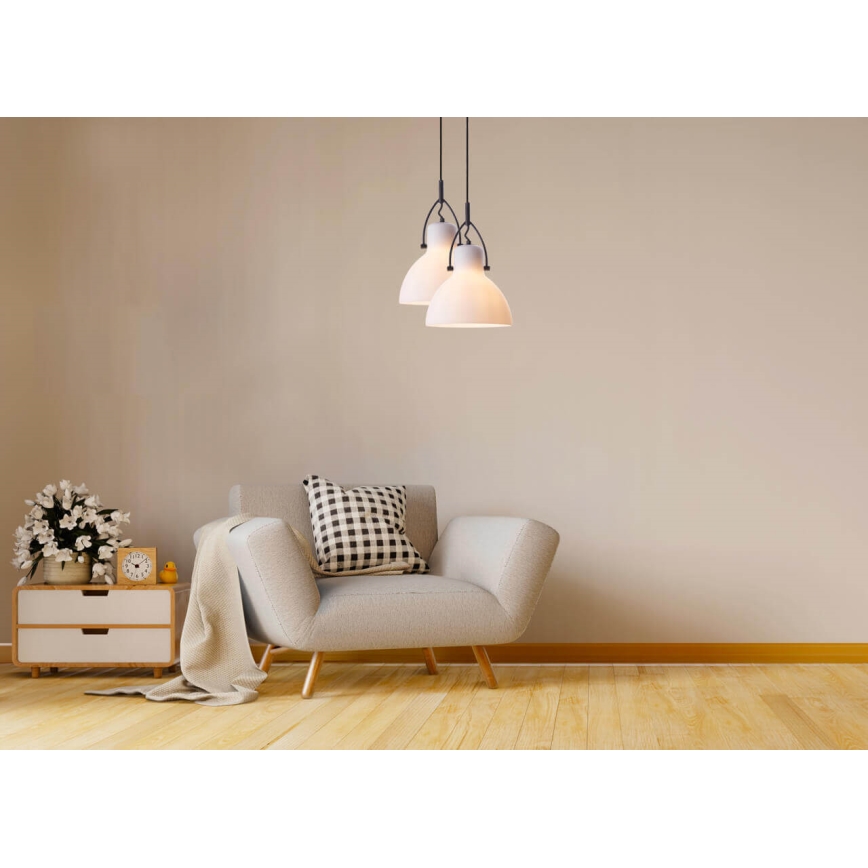 Luster na sajli RACK 1xE27/11W/230V bela/crno