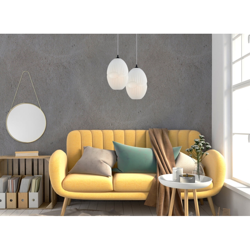 Luster na sajli ELLIPTIC 1xE27/11W/230V bela