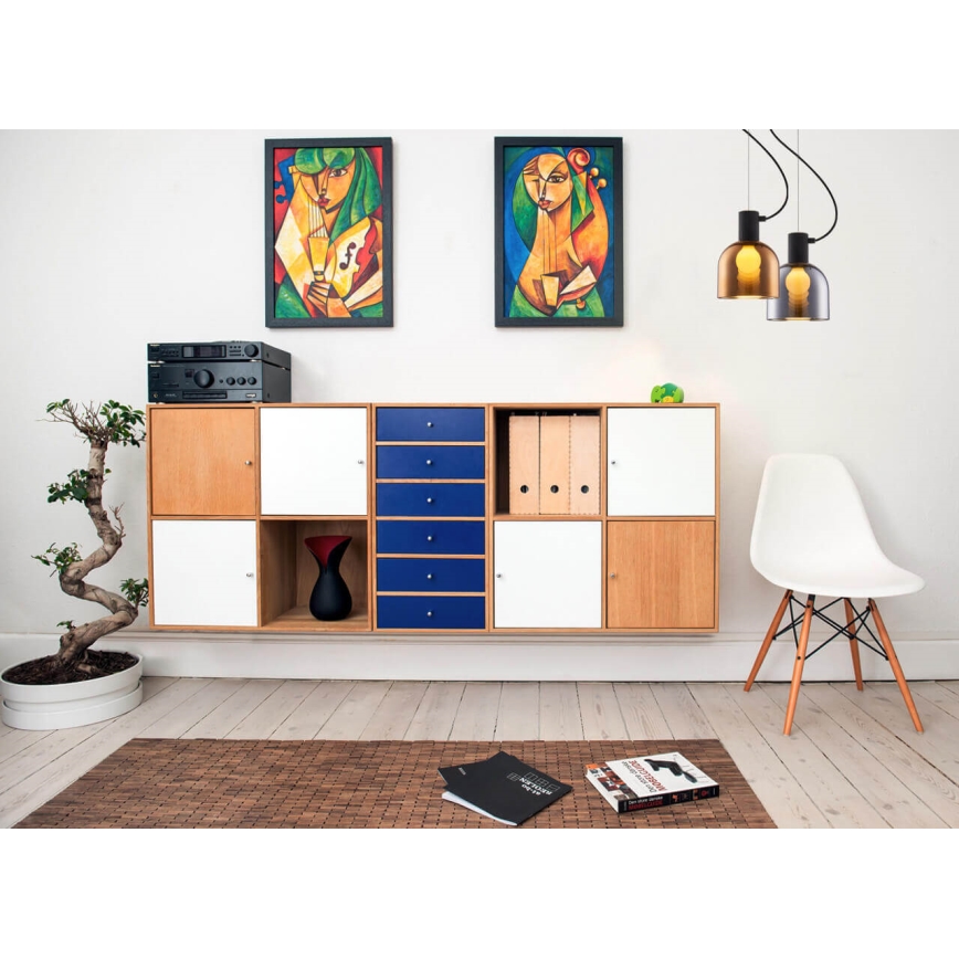 Luster na sajli FIRE 1xE27/9W/230V sivo/crno