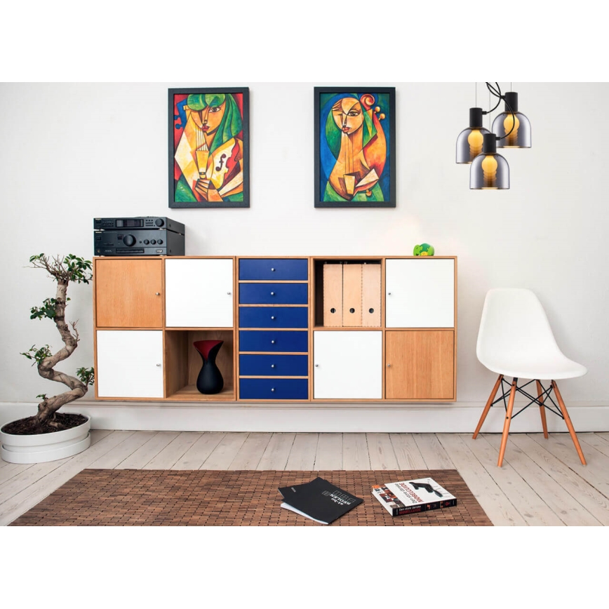 Luster na sajli FIRE 1xE27/9W/230V sivo/crno