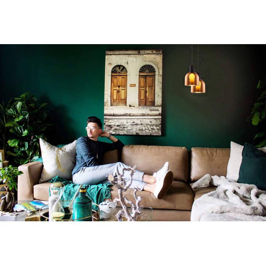 Luster na sajli FIRE 1xE27/9W/230V braon/crna