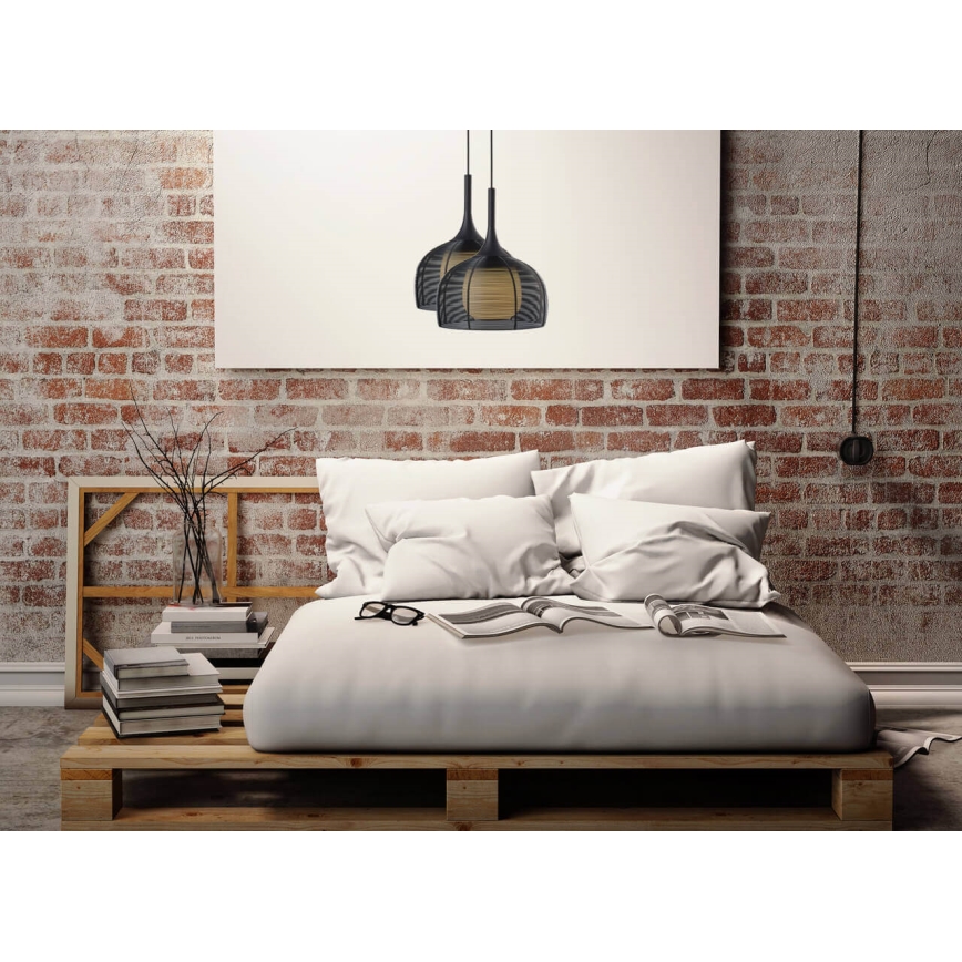 Luster na sajli CENTER 1xE27/9W/230V crno