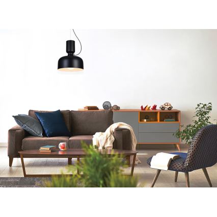 Luster na sajli ABEL 2xE27/11W/230V pr. 28 cm crno