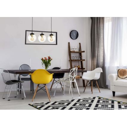 Luster na sajli REY 3xE27/7W/230V crno