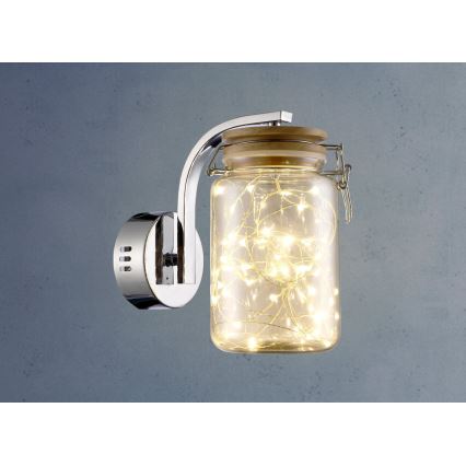 LED Zidna lampa SHOCK LED/5W/230V sjajni krom/drvo