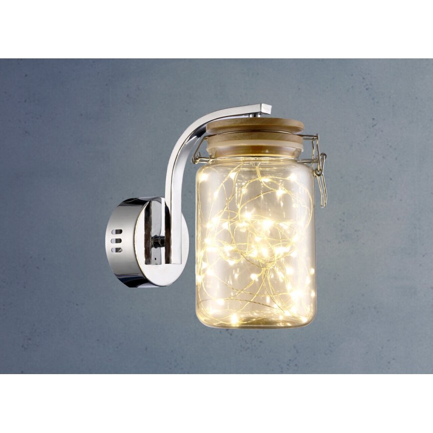 LED Zidna lampa SHOCK LED/5W/230V sjajni krom/drvo
