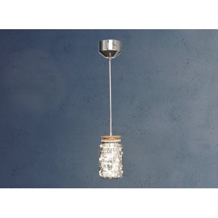LED luster na sajli SHOCK LED/5W/230V sjajni krom/drvo