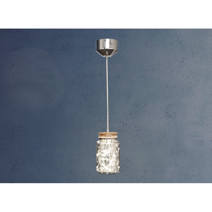 LED luster na sajli SHOCK LED/5W/230V sjajni krom/drvo