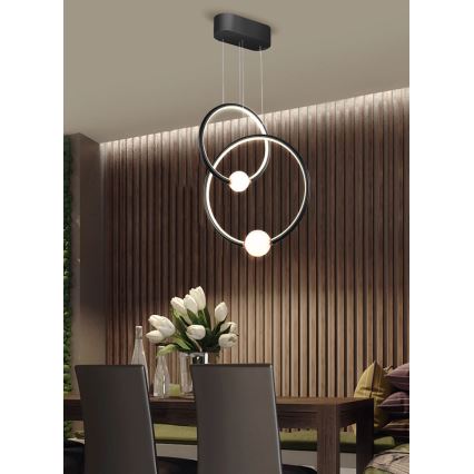 LED prigušiva luster na sajli LIV LED/50W/230V crna + daljinski upravljač