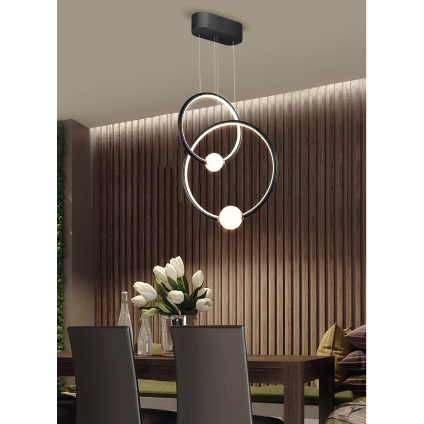 LED prigušiva luster na sajli LIV LED/50W/230V crna + daljinski upravljač