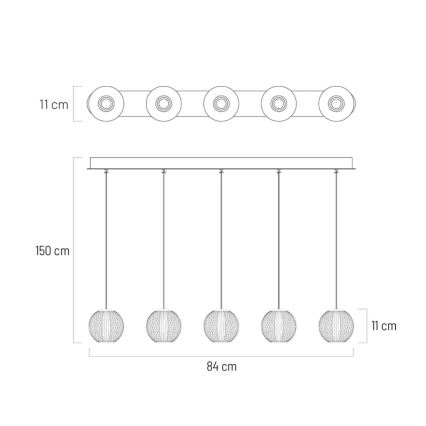 LED luster na sajli ESMOND 5xLED/4,8W/230V sjajni krom