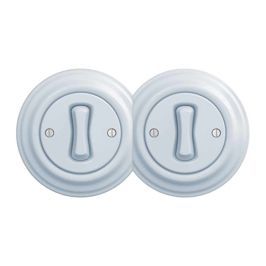 Kliklap - Dupli retro jednopolni prekidač sa okvirom br. 1, plavi