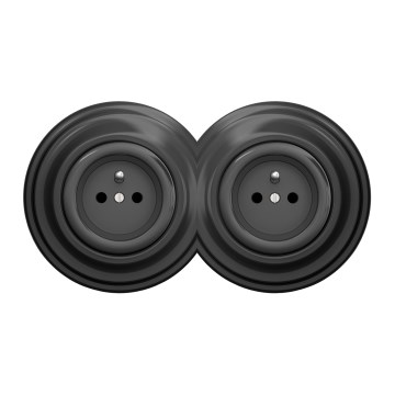 Kliklap - Dvostruka retro utičnica sa okvirom 230V antracit