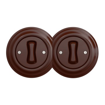 Kliklap - dvostruki retro jednopolni prekidač sa okvirom br. 1 braon