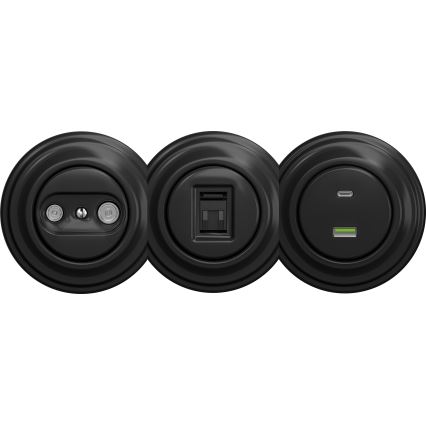 Kliklap - Retro data utičnica bez okvira crna