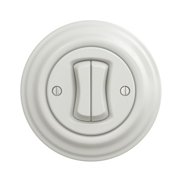 Kliklap - Retro dvostruki prekidač za stepenište sa okvirom br. 6+6, beo