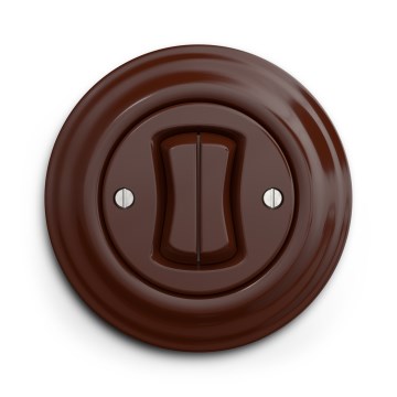 Kliklap - Retro dvostruki prekidač za stepenište sa okvirom br. 6+6, braon