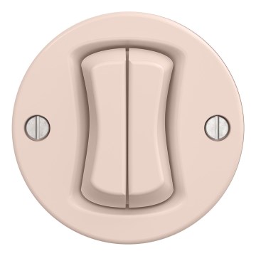 Kliklap - Retro dvostruki stepenišni prekidač bez okvira br. 6+6 staroružičasta