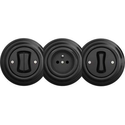 Kliklap - Retro jednopolni prekidač bez okvira, br. 1, crne boje