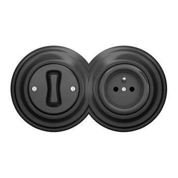 Kliklap - Retro jednopolni prekidač br. 1 i utičnica 230 V u antracitnom okviru