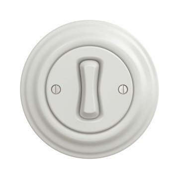 Kliklap - Retro jednopolni prekidač sa okvirom br. 1 bela