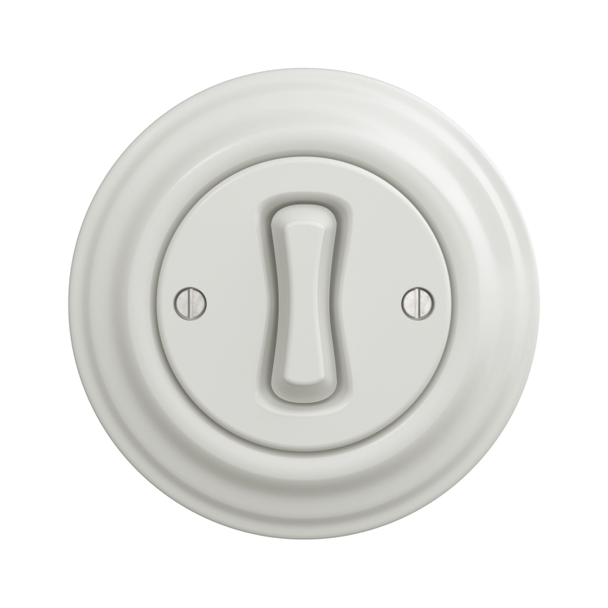 Kliklap - Retro jednopolni prekidač sa okvirom br. 1 bela