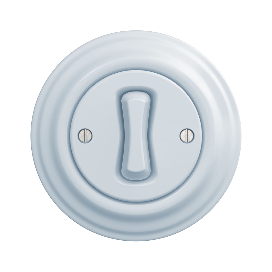 Kliklap - Retro jednopolni prekidač sa okvirom br. 1, plave boje