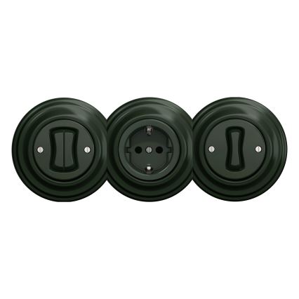 Kliklap - Retro kućna utičnica bez okvira SCHUKO 230V/16A zelena