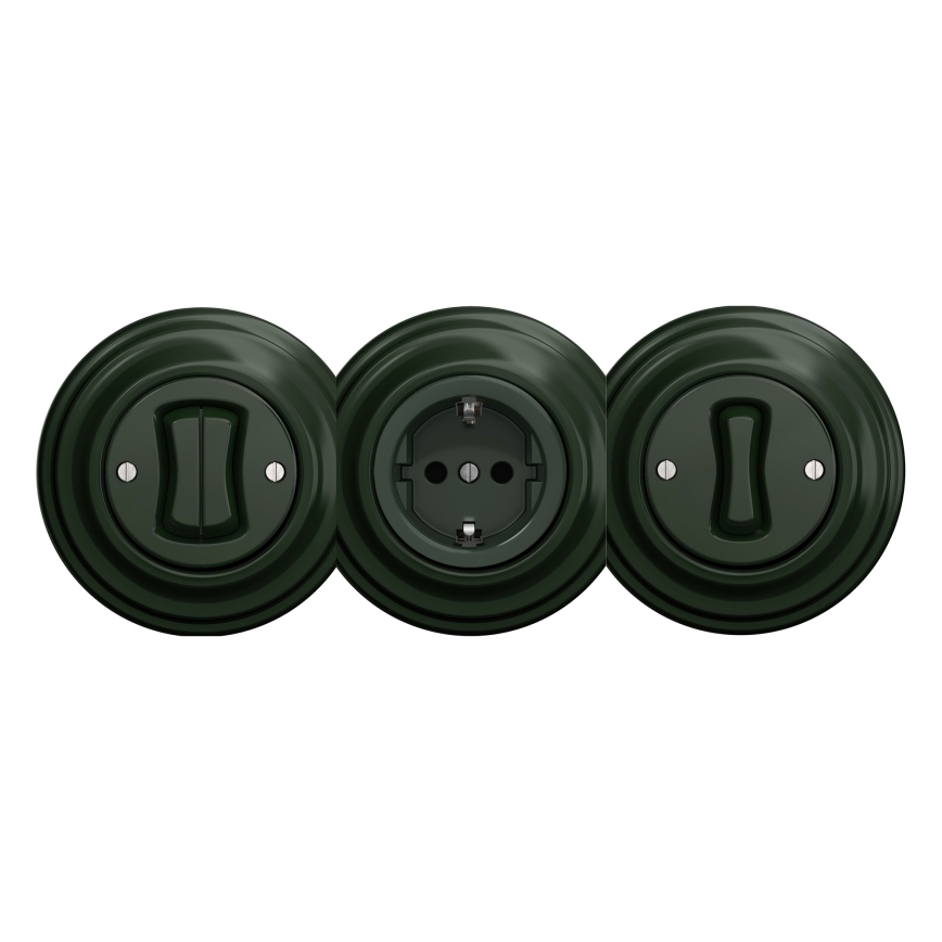 Kliklap - Retro kućna utičnica bez okvira SCHUKO 230V/16A zelena