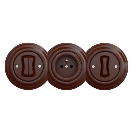 Kliklap - Retro kućna utičnica bez rama SCHUKO 230V/16A braon