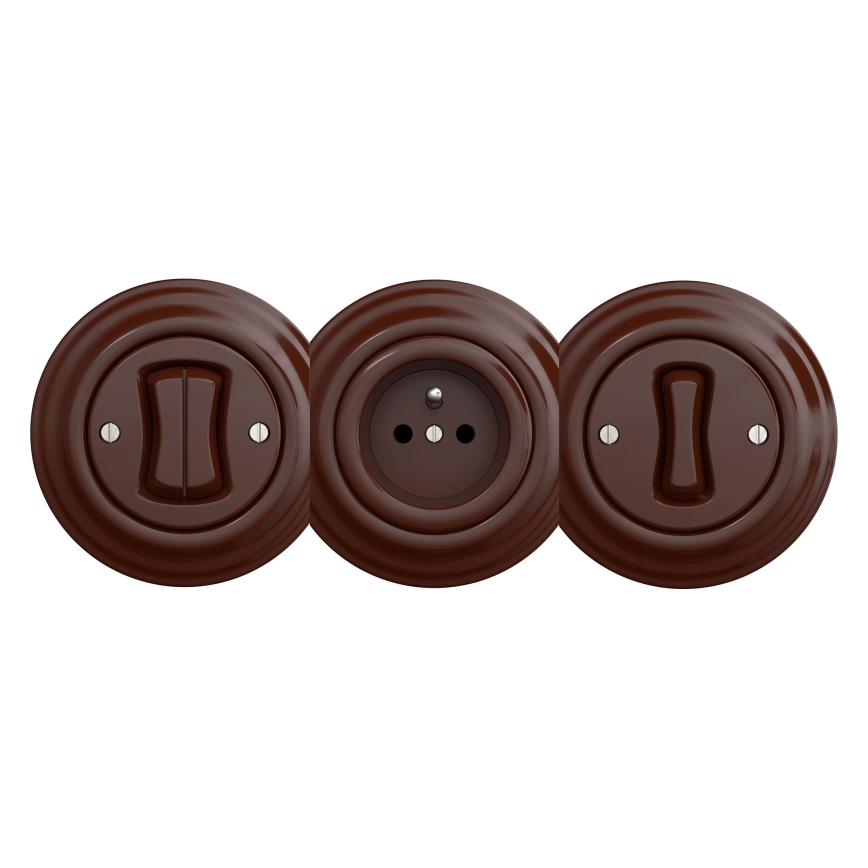 Kliklap - Retro kućna utičnica bez rama SCHUKO 230V/16A braon